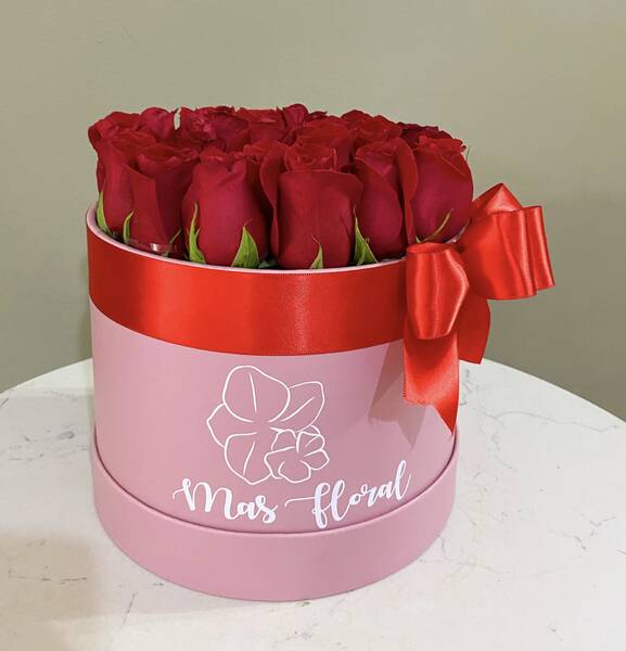 Caja rosa de 25 rosas